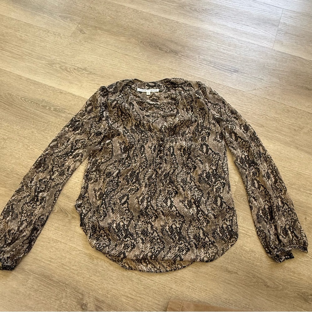 Veronica Beard Brown Snake Print Blouse